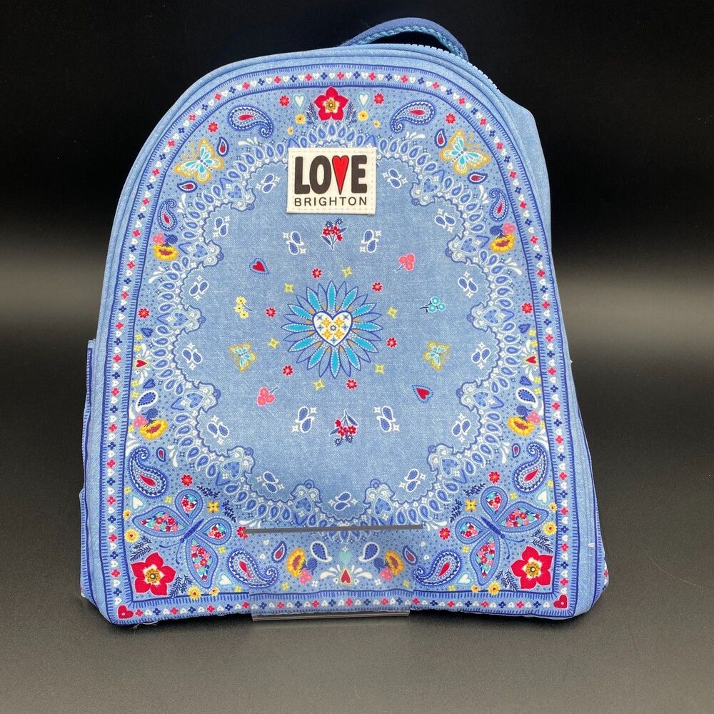 Brighton Bandana Love Backpack Blue Paisley Floral Adjustable Straps NWT
